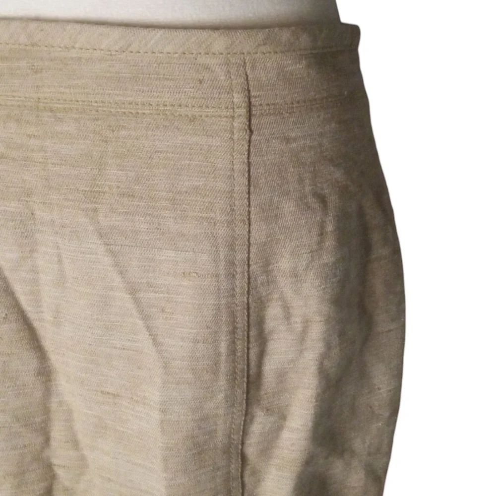 Ann Taylor Khaki Tweed Feel Tussah Silk Cotton Blend Pencil Skirt Pockets 8P